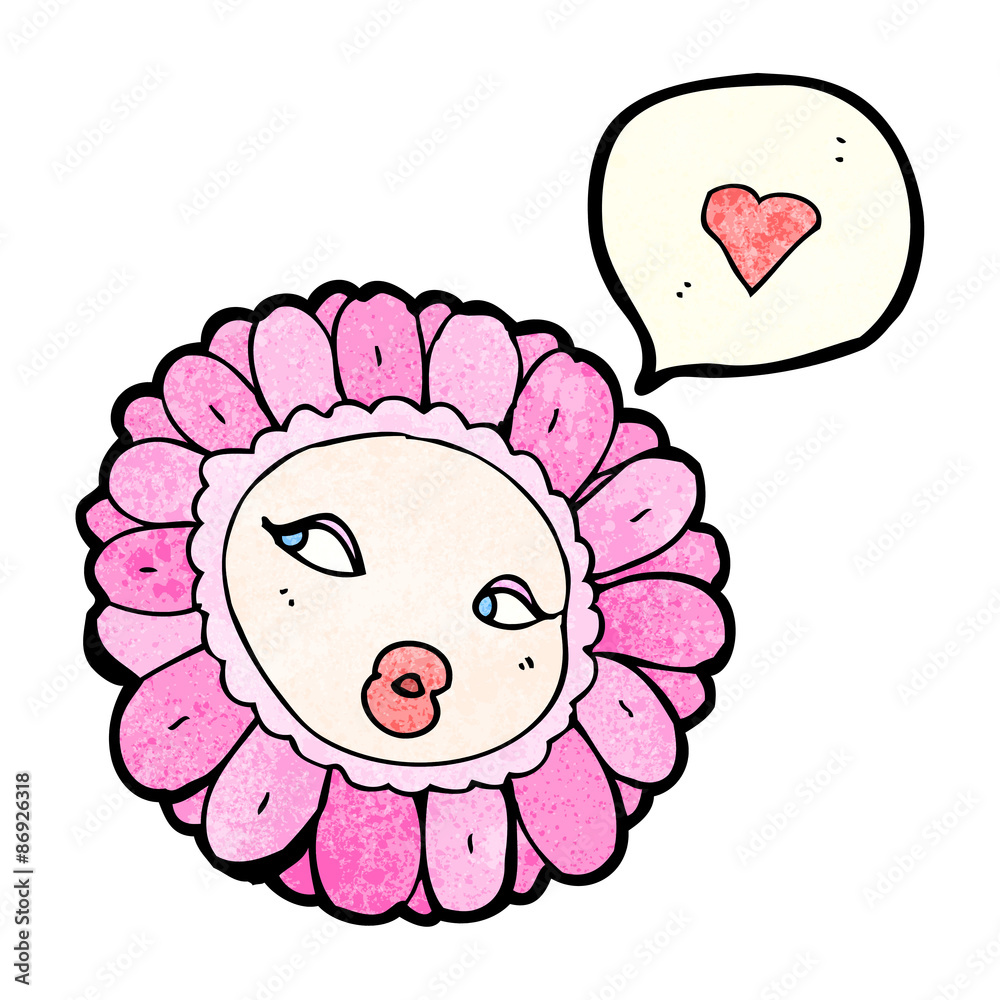 Fototapeta premium pretty flower face cartoon