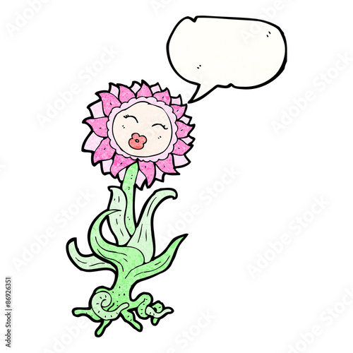 cartoon flower with speech bubble