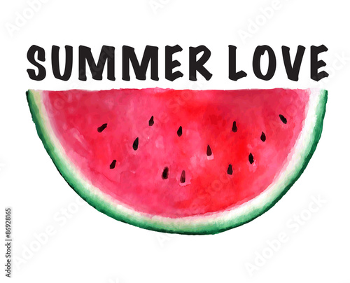 Vector seamless watercolor hand drawn watermelon pattern.