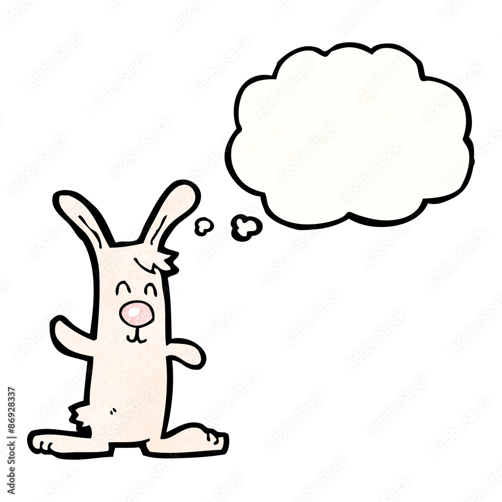 cartoon rabbit with thought bubble cartoon rabbit with thought bubble