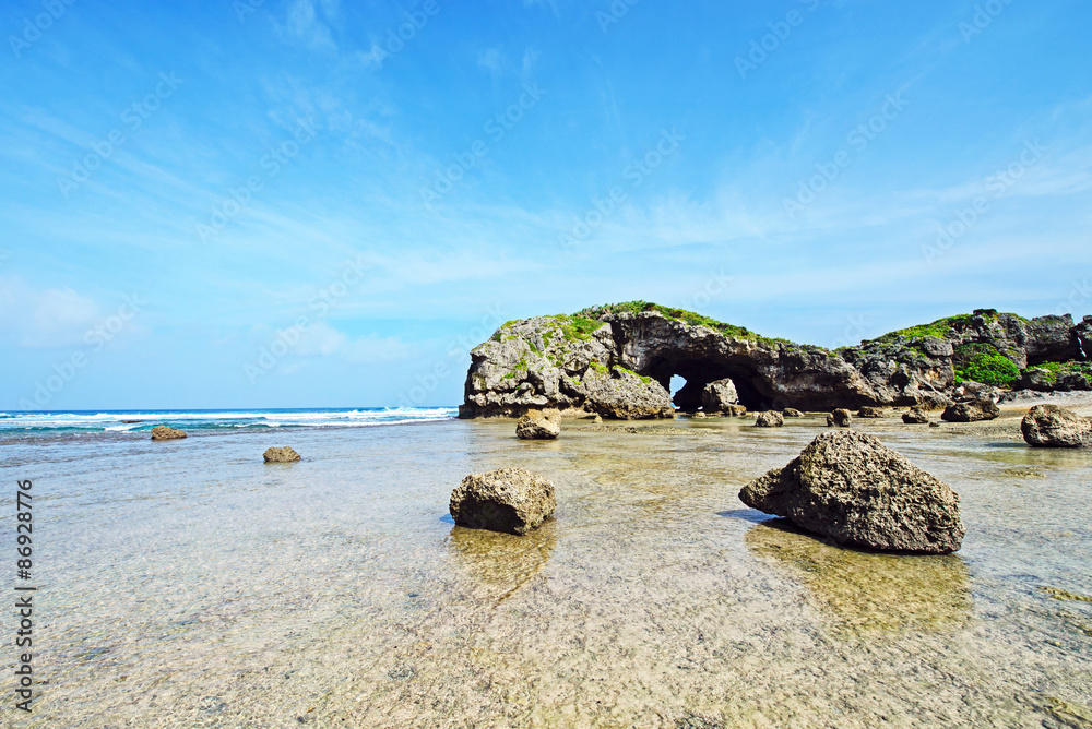 Idyllic coastal landscape, Okinawa, Japan Idyllic coastal landscape, Okinawa, Japan