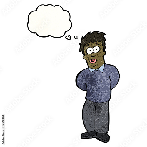 cartoon shy man