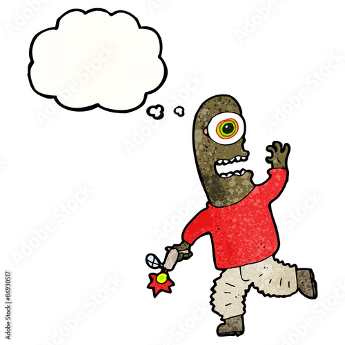 cartoon mutant man with thought bubble