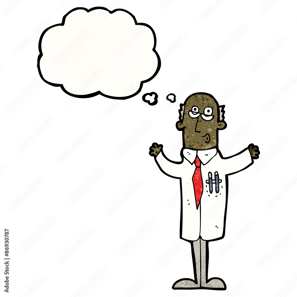cartoon doctor with thought bubble