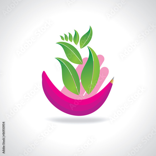 creative green care concept with hand