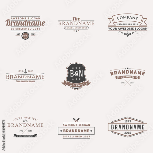 Set of Hipster Vintage Labels, Logotypes, Badges for Your Business