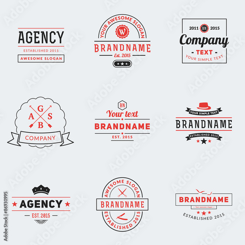 Set of Hipster Vintage Labels, Logotypes, Badges for Your Business