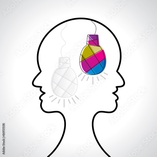 creative bulb in human head idea vector 