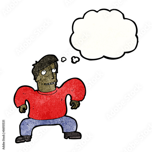 cartoon man squatting like crab