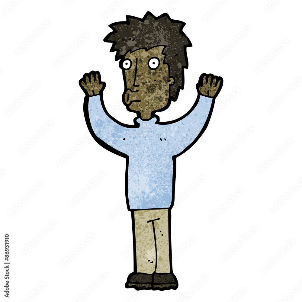 cartoon man surrendering