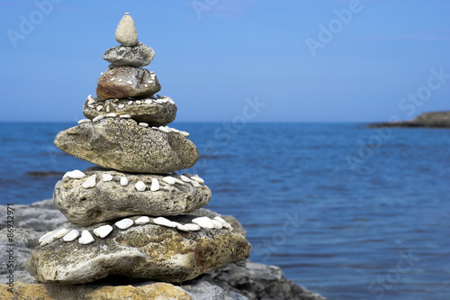 Pyramid of sea stones