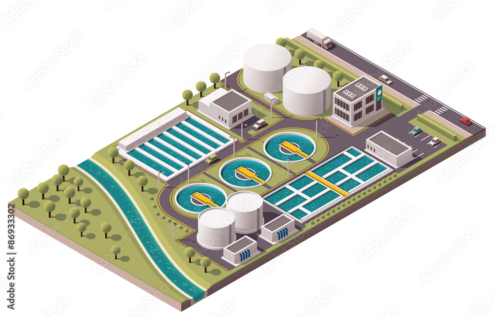 Vector isometric water treatment plant