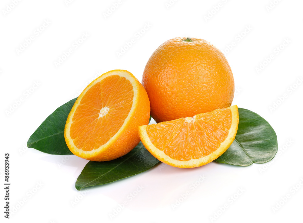 Orange fruit sliced isolated on white background Orange fruit sliced isolated on white background