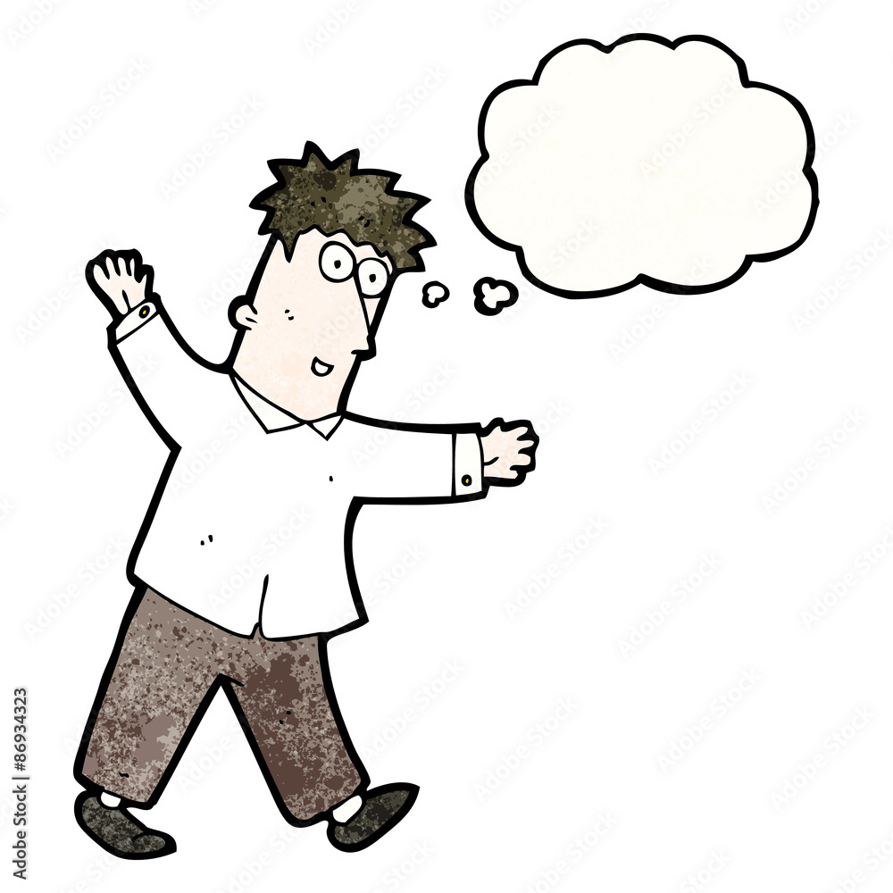 cartoon enthusiastic man with thought bubble cartoon enthusiastic man with thought bubble