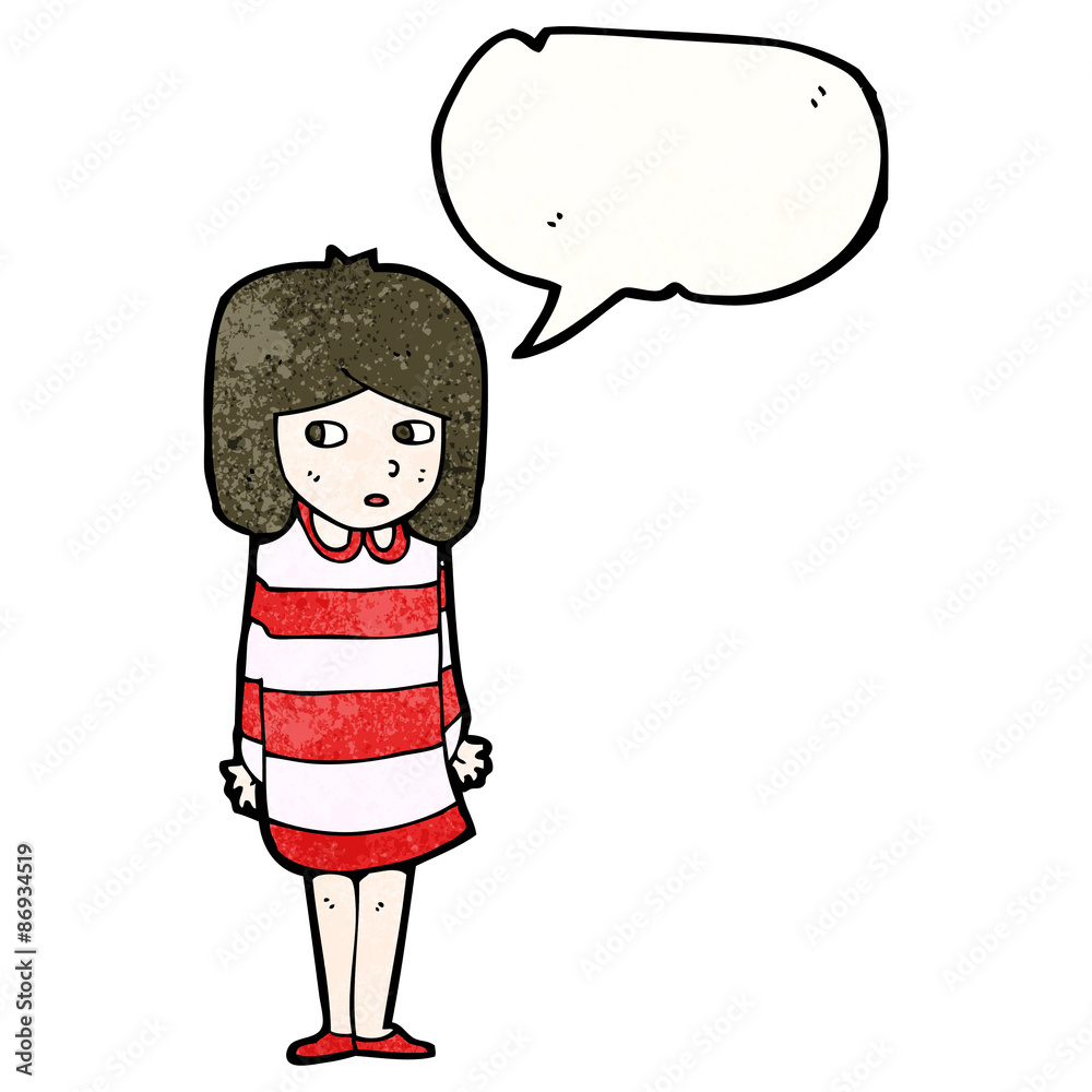 cartoon nervous girl Stock Vector | Adobe Stock