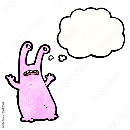 cartoon alien with thought bubble