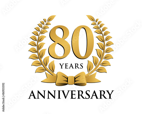 anniversary logo ribbon wreath 80
