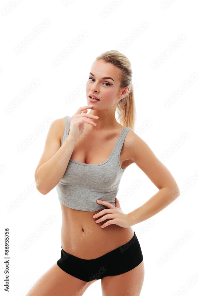 Fitness healthy women exercise in studio isolated Fitness healthy women exercise in studio isolated