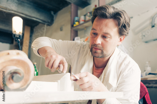 restorer making his work