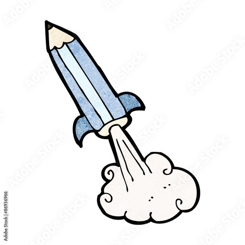 cartoon pencil rocket