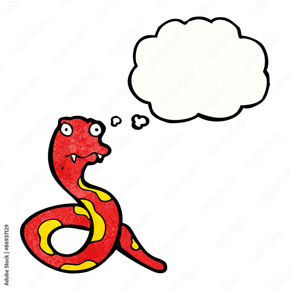 Obraz premium cartoon snake with thought bubble