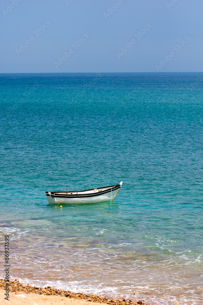 Boat on an Atlantic Ocean in Portugal.