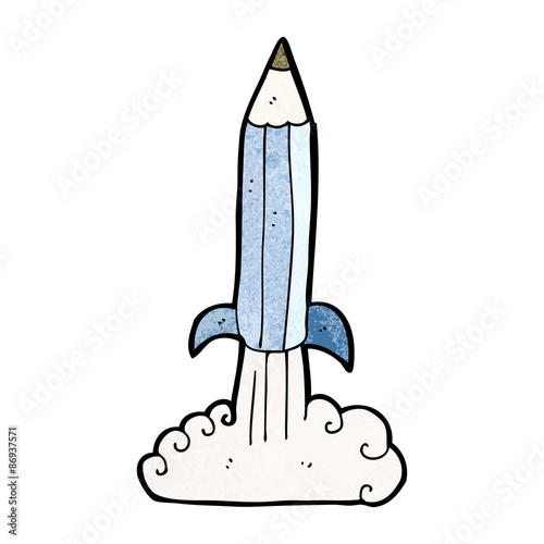 cartoon pencil rocket