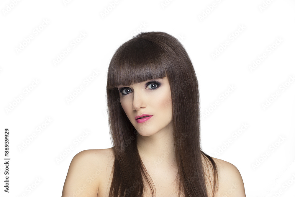 Isolated portrait of a beautiful girl with bright visage and lovely hair Isolated portrait of a beautiful girl with bright visage and lovely hair