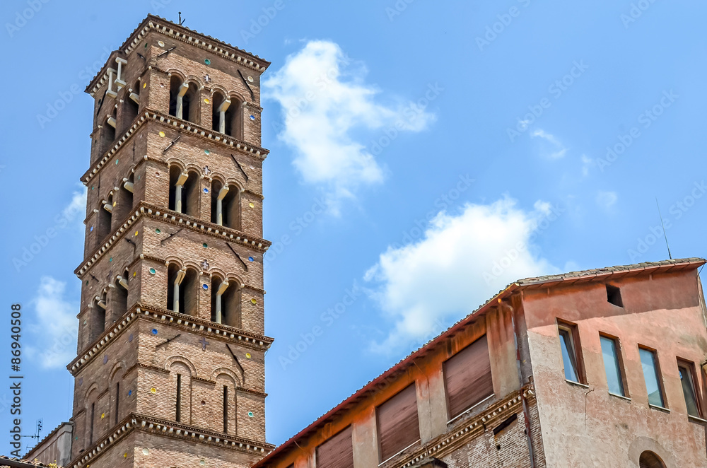 Roman Forum, detail of a tower building