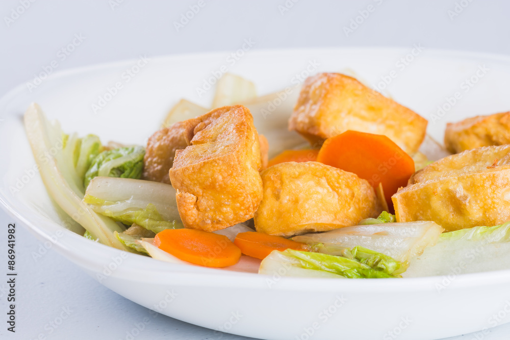 fried tofu with chinese pechay and oyster sauce fried tofu with chinese pechay and oyster sauce