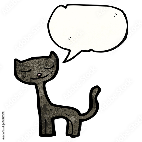 cartoon black cat with speech bubble