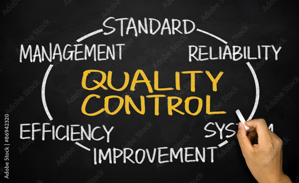 quality control concept diagram hand drawn on blackboard quality control concept diagram hand drawn on blackboard