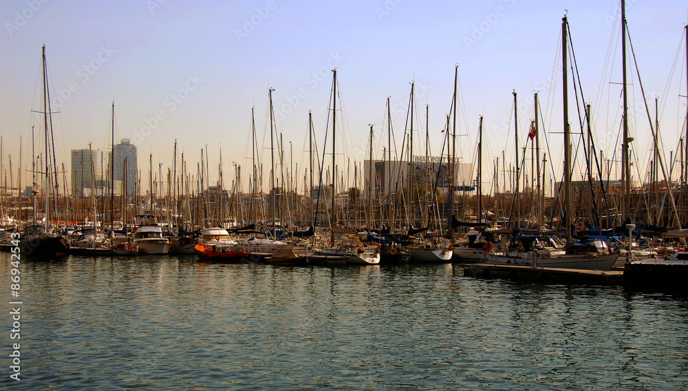 The Port of Barcelona. Cityscape.