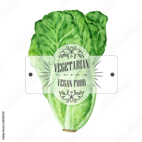Vegan label with salad