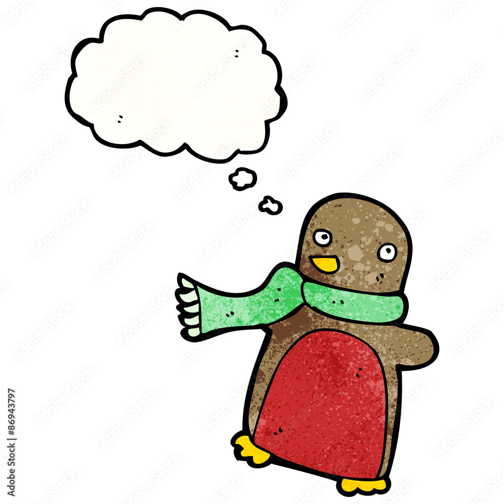 Obraz premium cartoon christmas robin