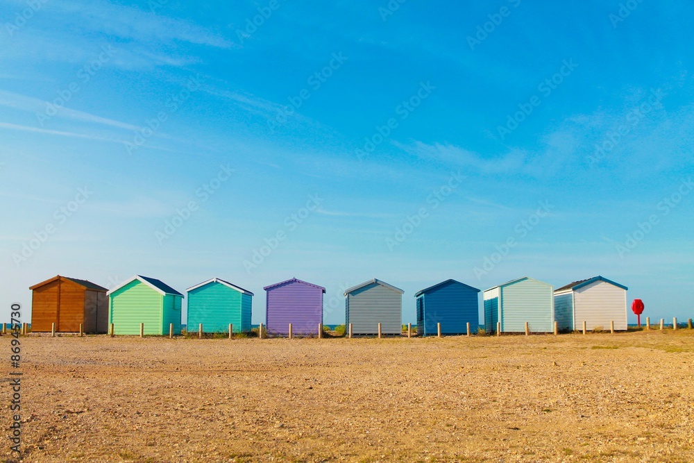 Beach huts on the seafront Beach huts on the seafront