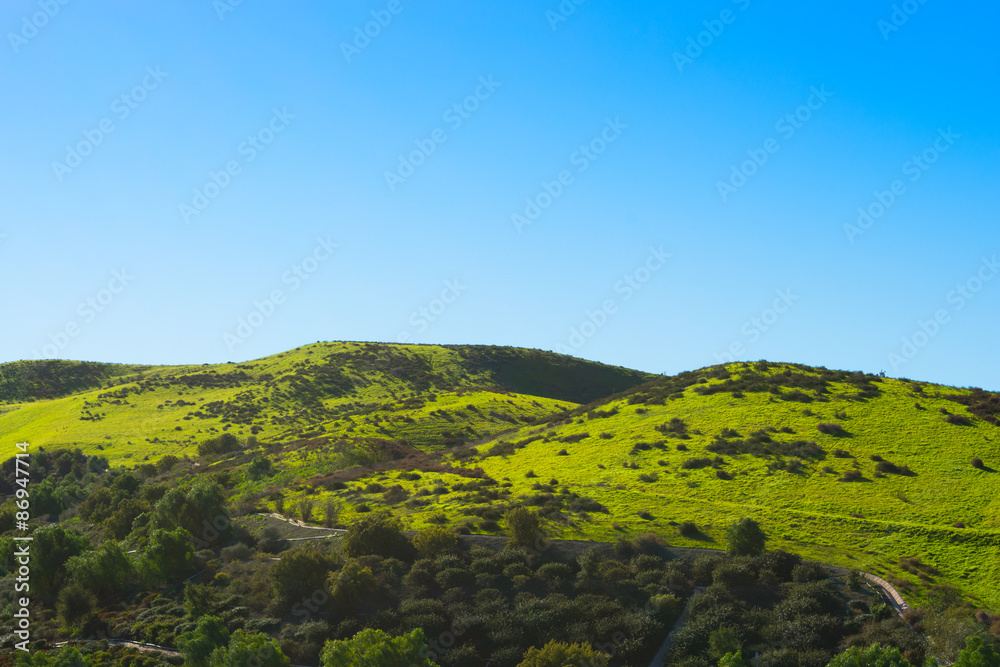 Obraz premium Green Hills Blue Sky