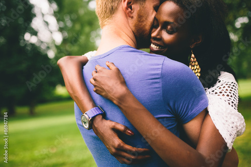 Multiracial couple in the park