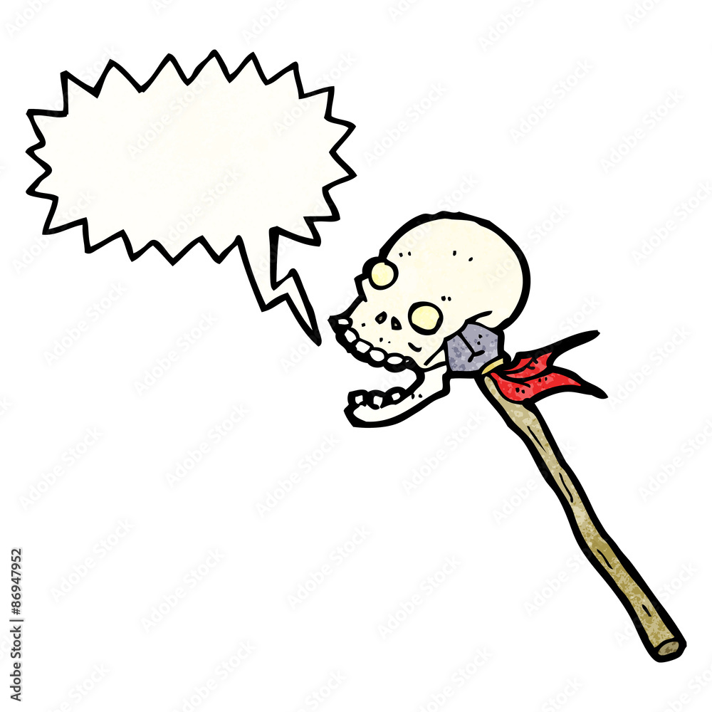 Fototapeta premium cartoon skull on spear