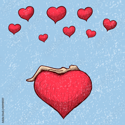 lying above the heart