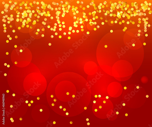 red background poster invitation celebration confetti gold