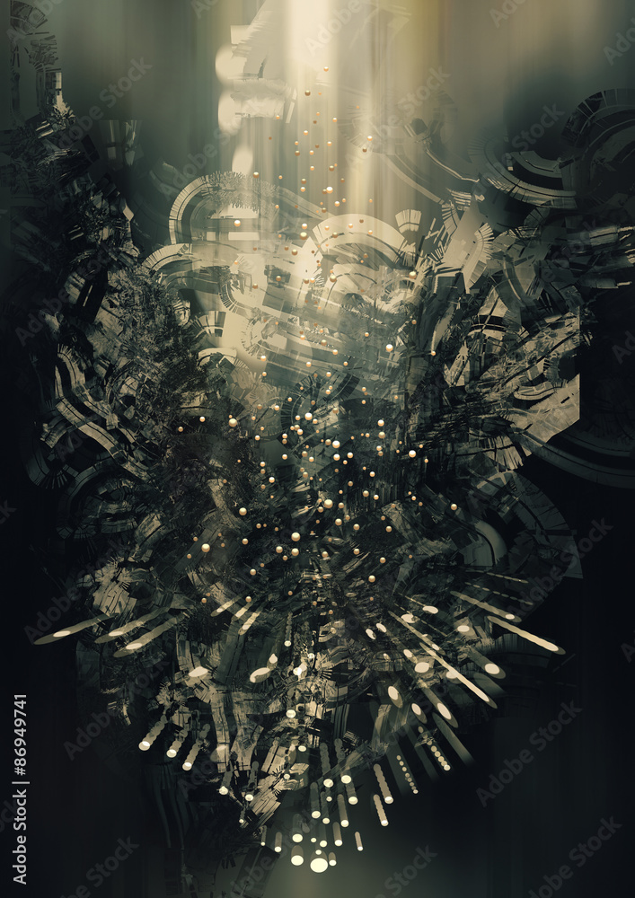 Naklejka premium abstract science fiction concept background,digital painting