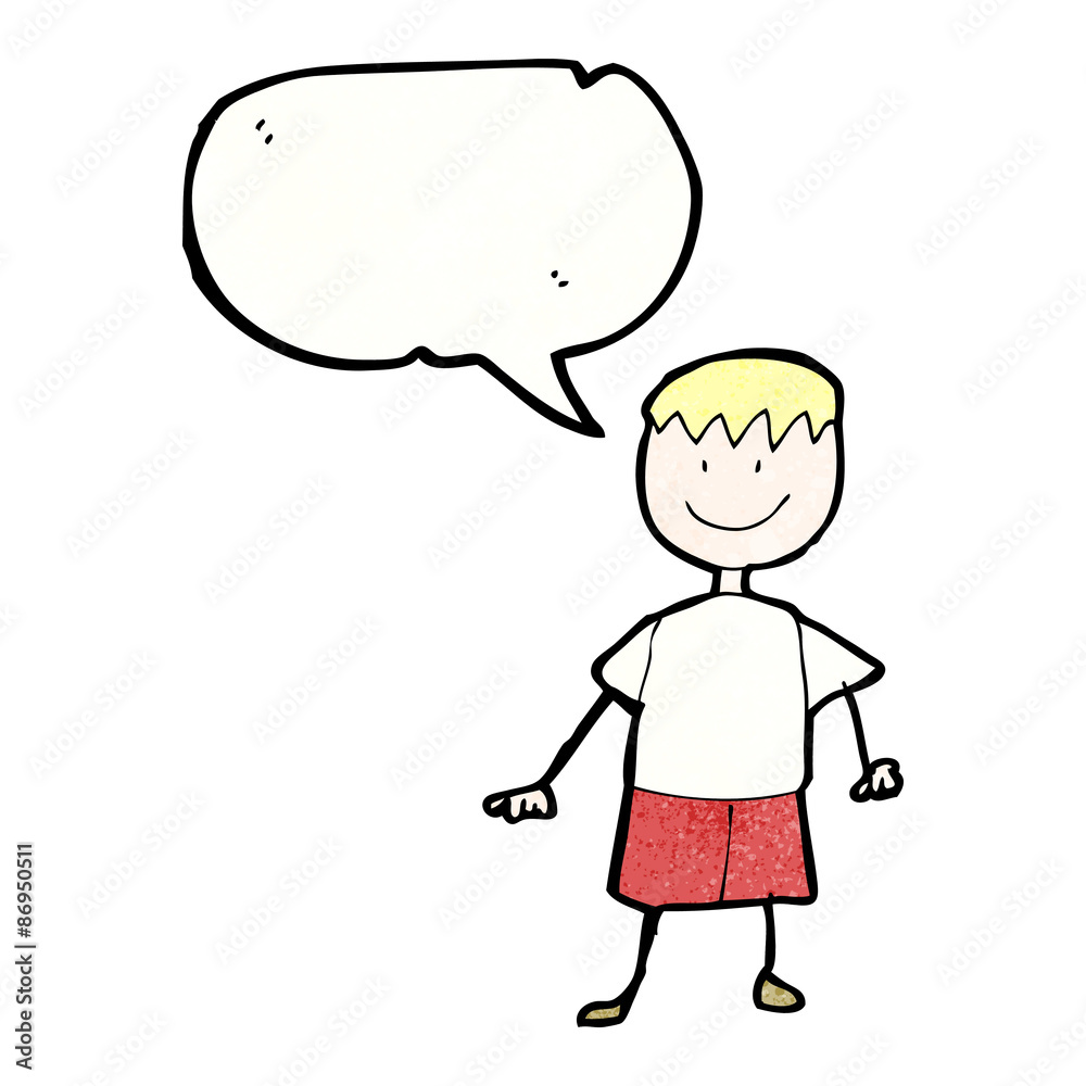 child's drawing of a boy with speech bubble child's drawing of a boy with speech bubble