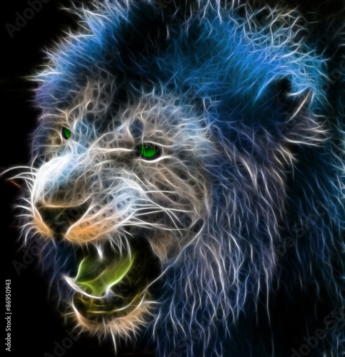 Fototapeta Naklejka Na Ścianę i Meble -  Fractal digital fantasy art of a lion on a isolated background
