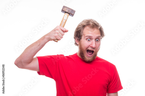 Stupidity of man with hammer