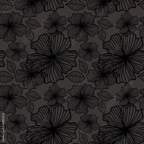 Seamless background of flowers on a dark background