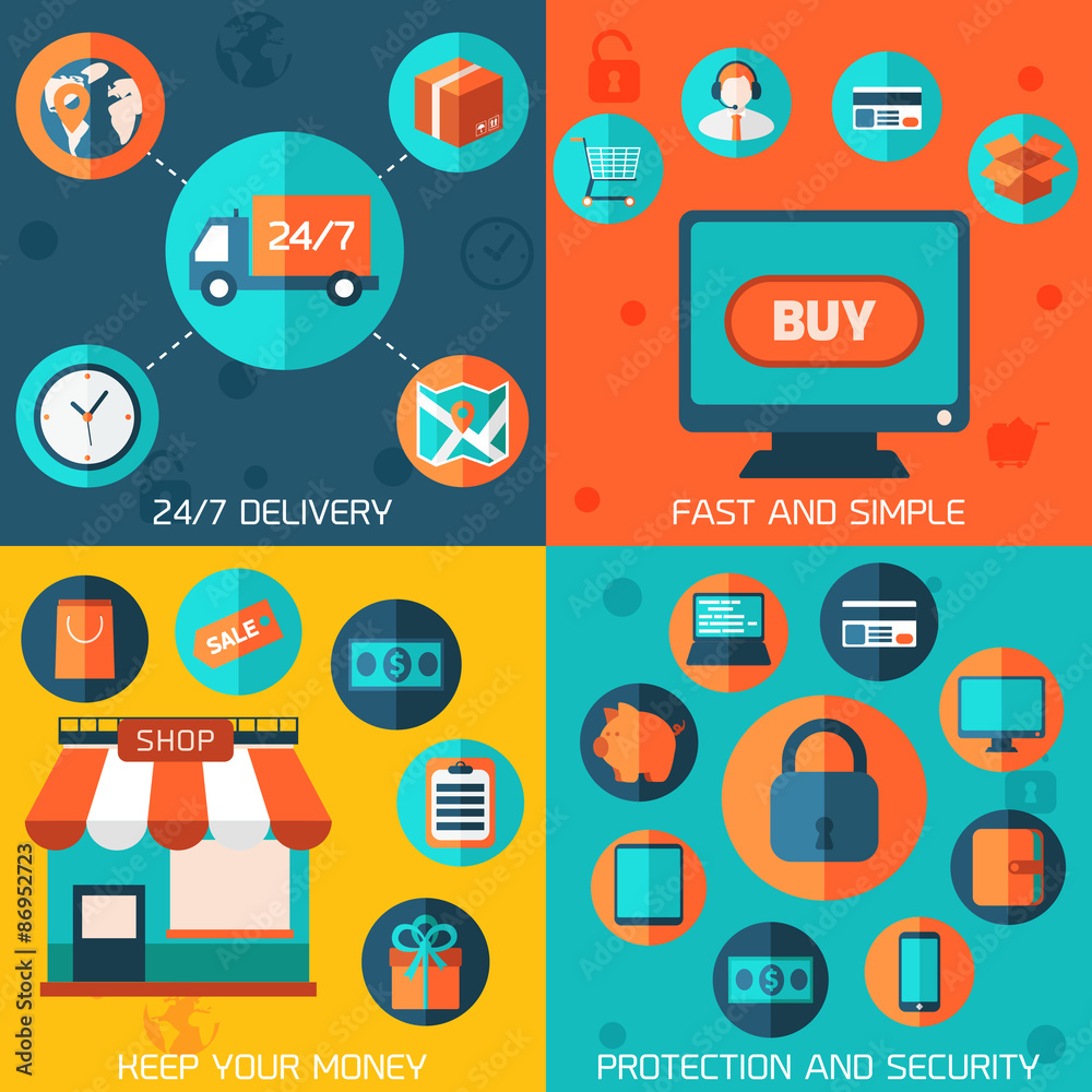 On-line shopping infographic background. On-line shopping infographic background.