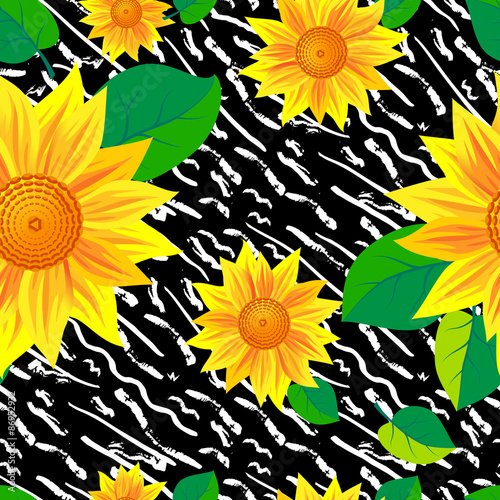 Hand drawn painted seamless pattern. photo