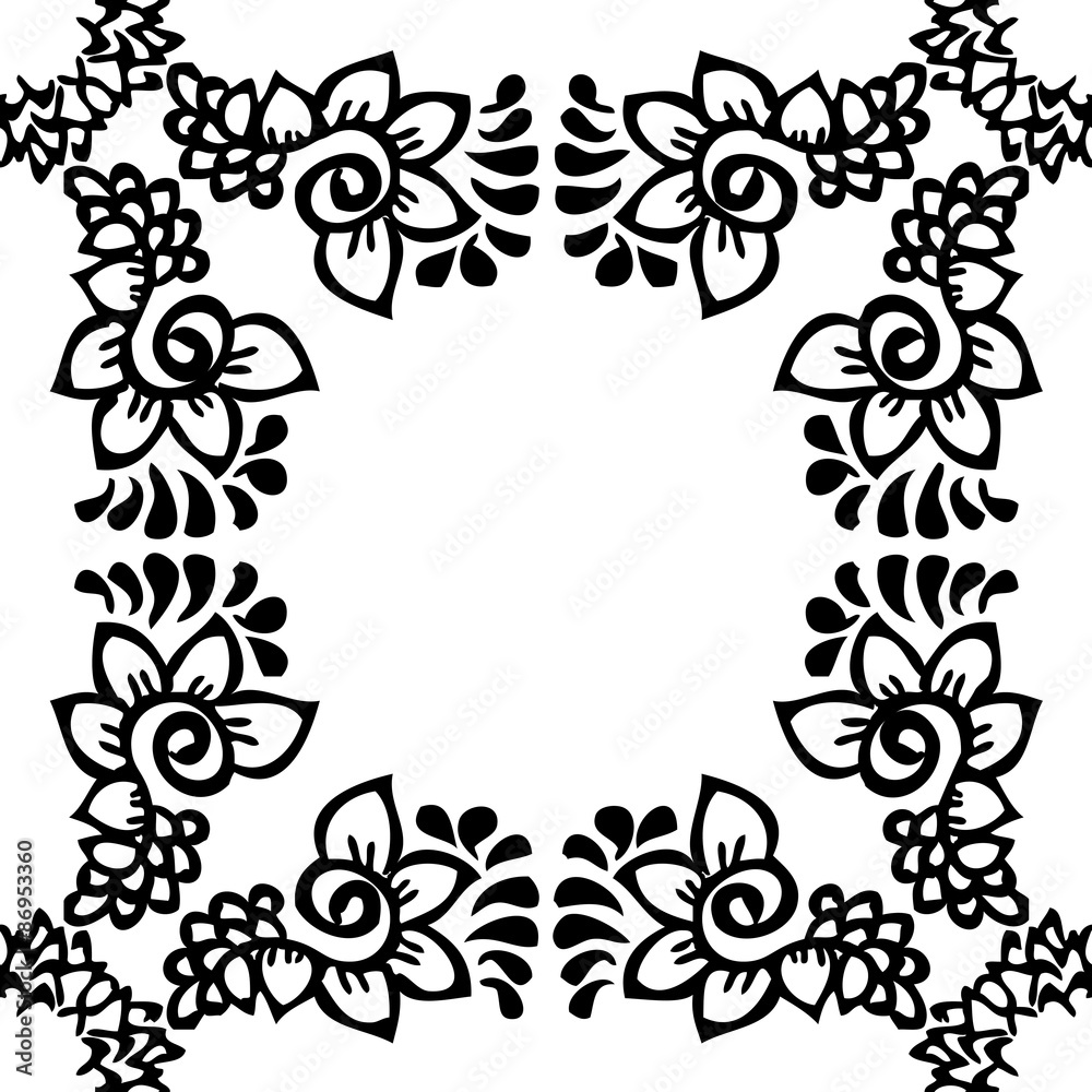 Seamless background made of exotic pattern in black and white co