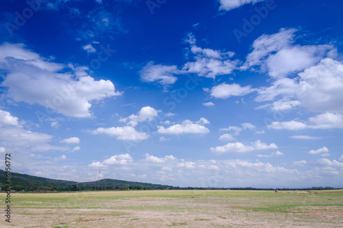 Landscape of mountain sky and cloud dry field